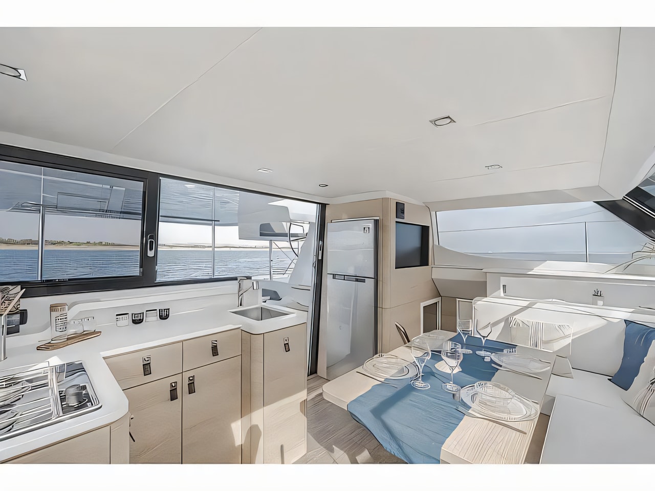 Layout of Aventura 37 catamaran with 4 cabins Croatia yacht charter
