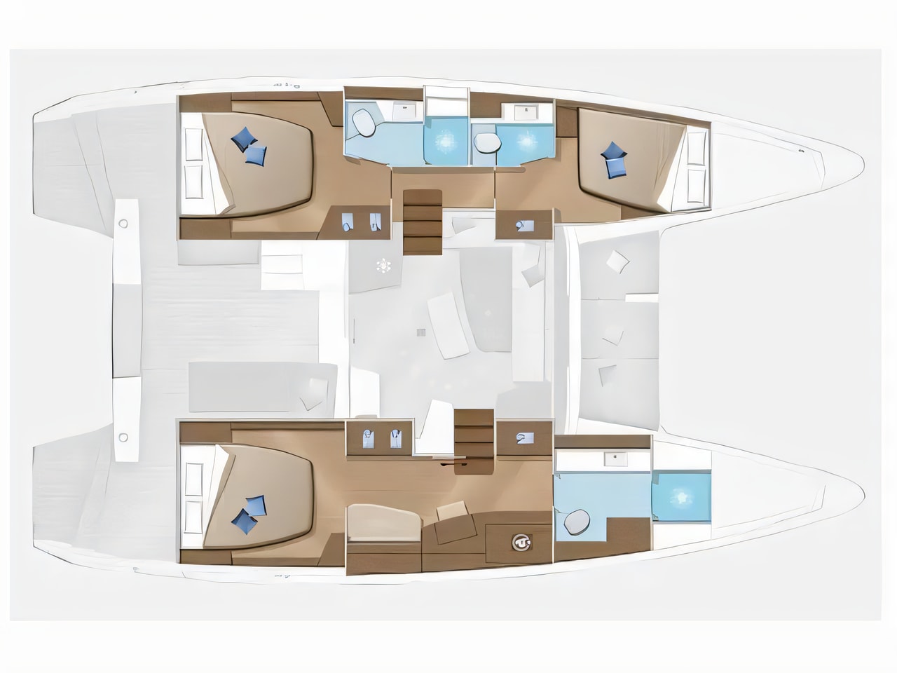 Interior of Lagoon 42 catamaran with 4 cabins Croatia yacht charter