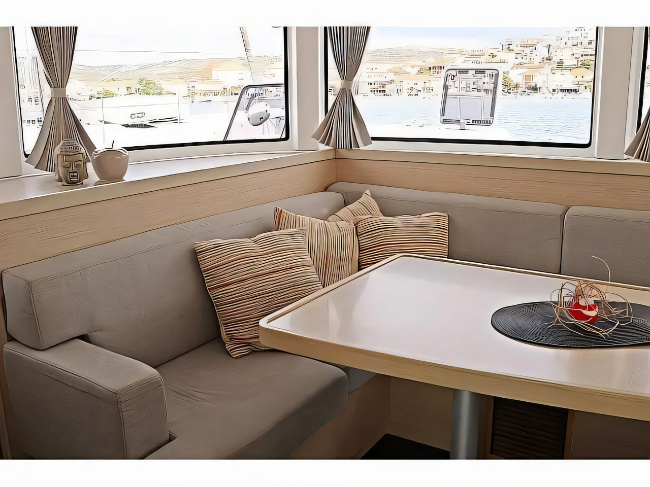 Layout of Lagoon 42 catamaran with 4 cabins Croatia yacht charter
