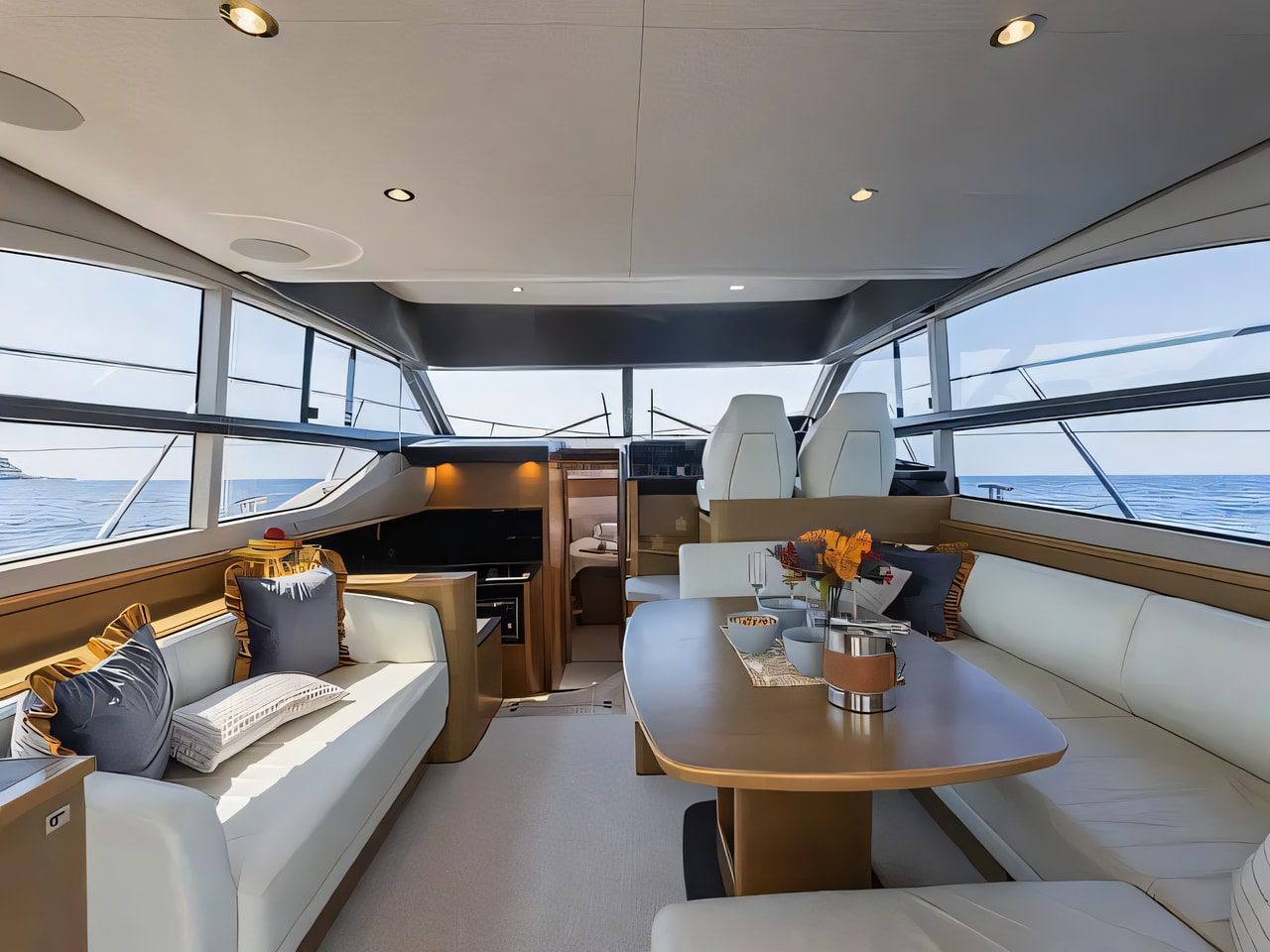 Layout of Princess F43 motor boat with 2 cabins Croatia yacht charter