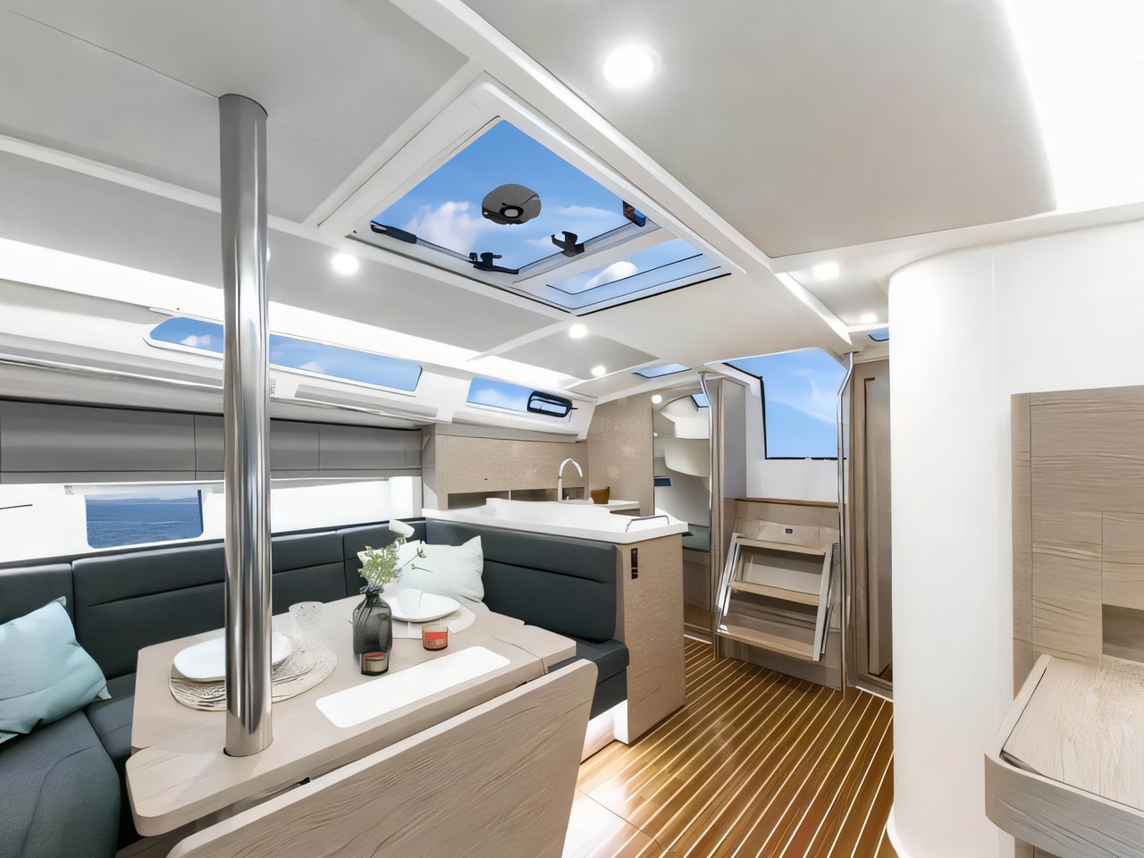 Layout of Hanse 388 sail boat with 3 cabins Croatia yacht charter