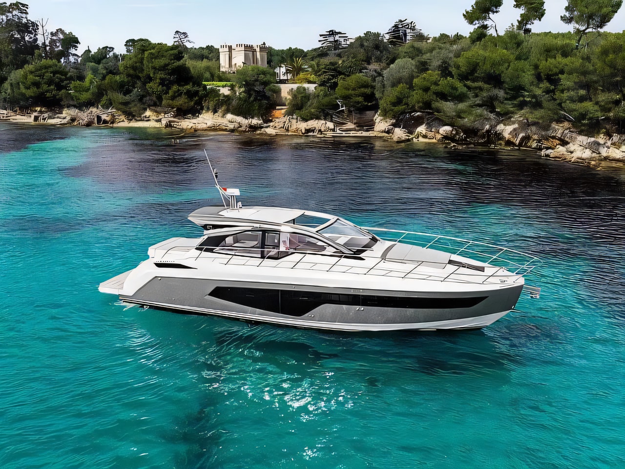 Exterior overview of Atlantis 51 motoryacht for charter from Podstrana Marina Lav in the Split sailing area Croatia