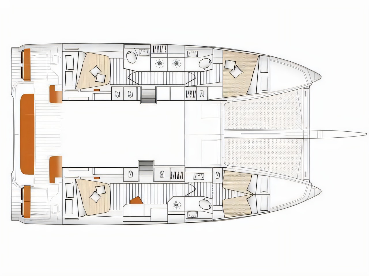Interior of Excess 14 catamaran with 4 cabins Croatia yacht charter