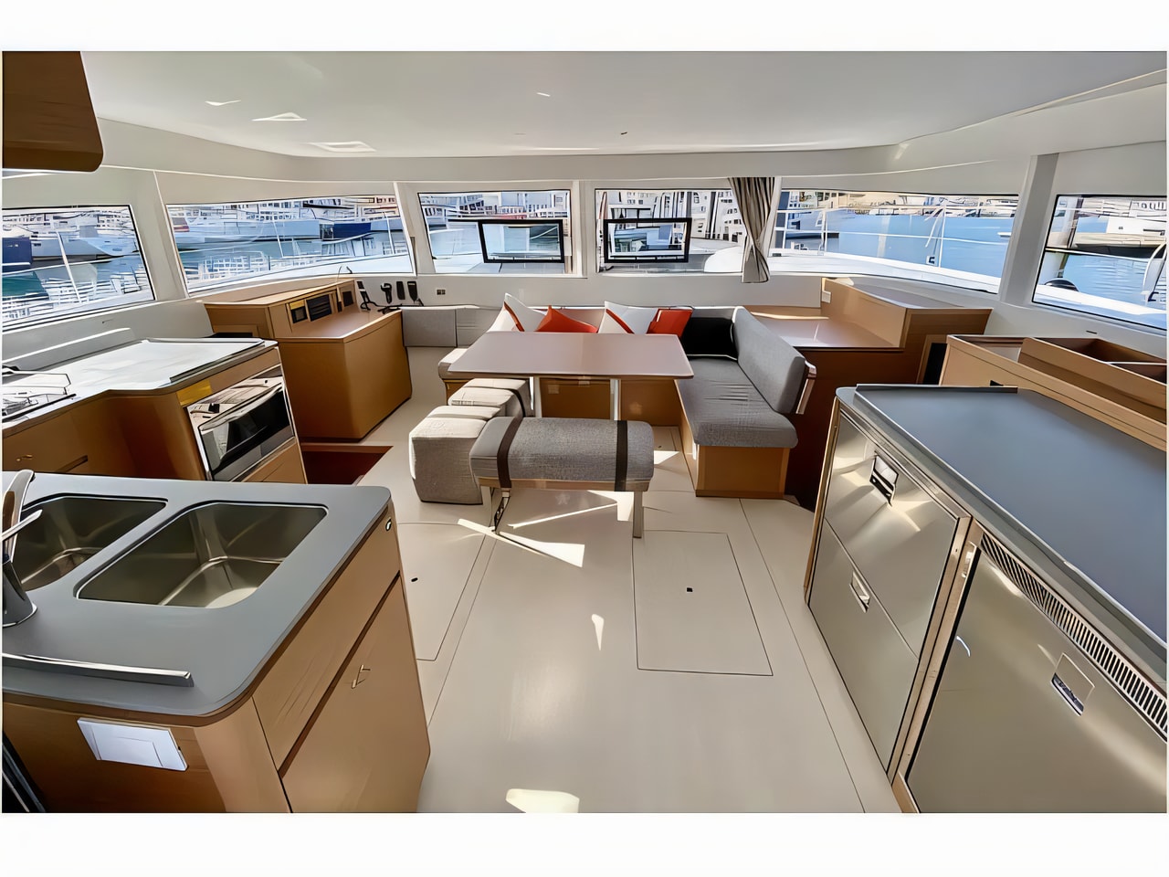 Layout of Excess 14 catamaran with 4 cabins Croatia yacht charter