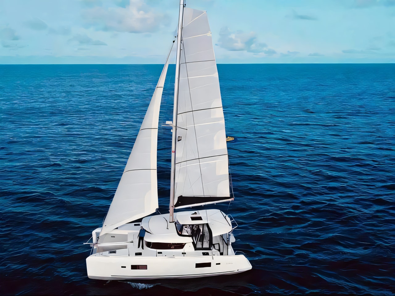 Exterior overview of Lagoon 42 catamaran for charter from Sibenik Marina Mandalina in the Sibenik sailing area Croatia
