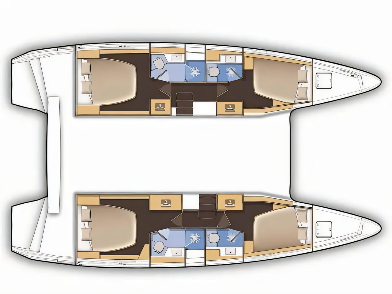 Interior of Lagoon 42 catamaran with 4 cabins Croatia yacht charter