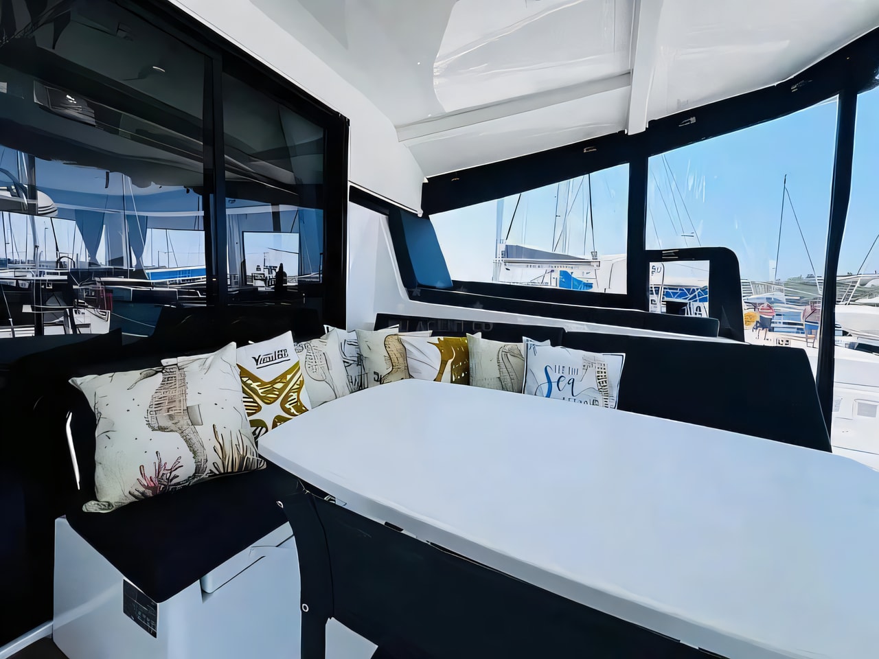 Layout of Lagoon 42 catamaran with 4 cabins Croatia yacht charter