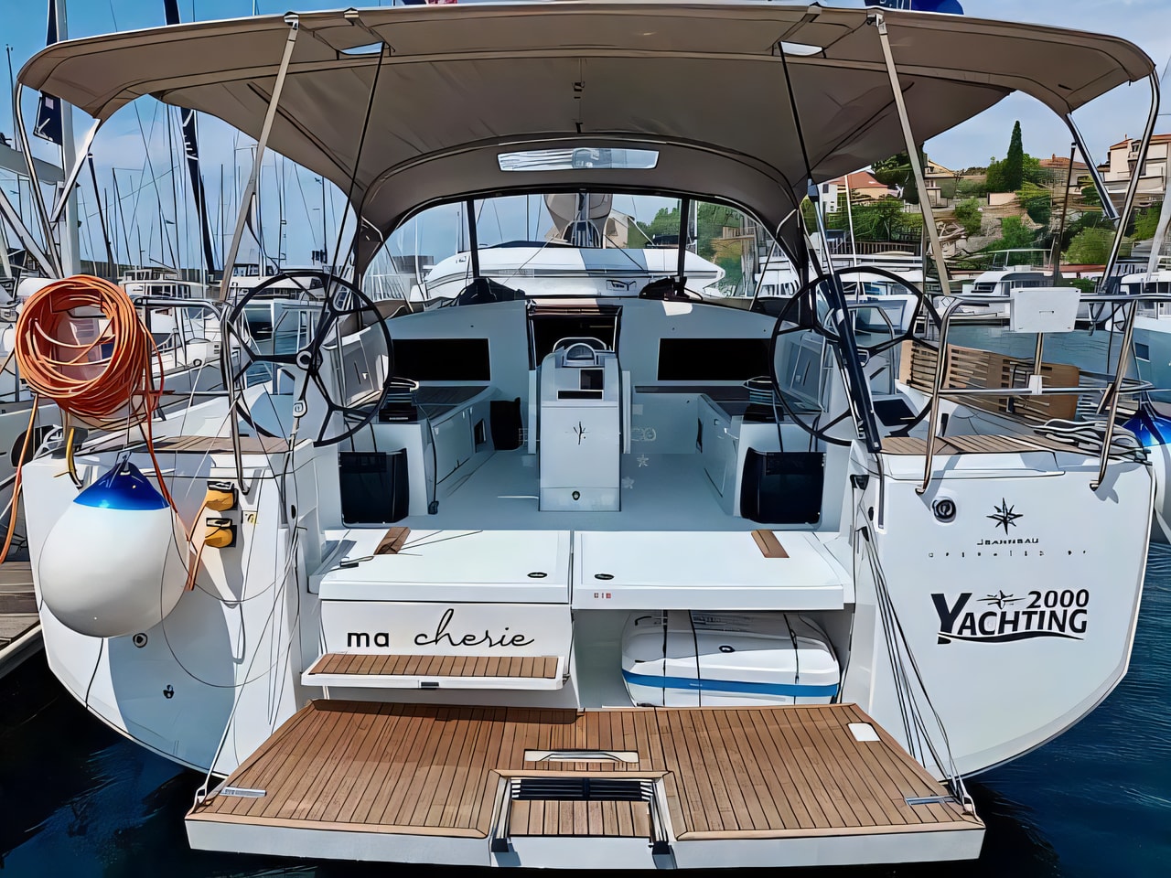 Exterior overview of Sun Odyssey 490 sail boat for charter from Sibenik Marina Mandalina in the Sibenik sailing area Croatia