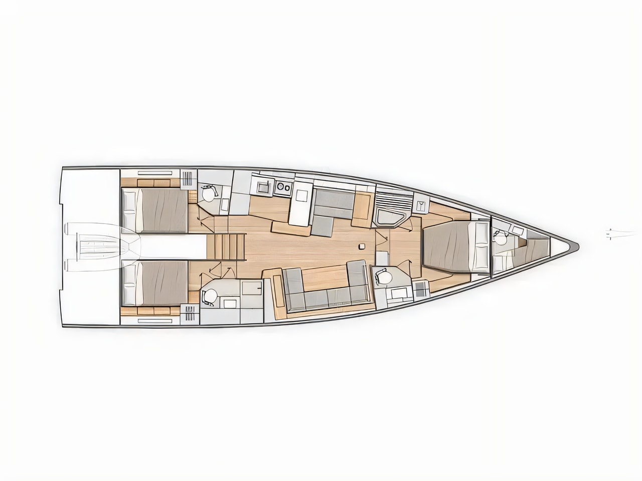Interior of Beneteau 54 sail boat with 3 cabins Croatia yacht charter