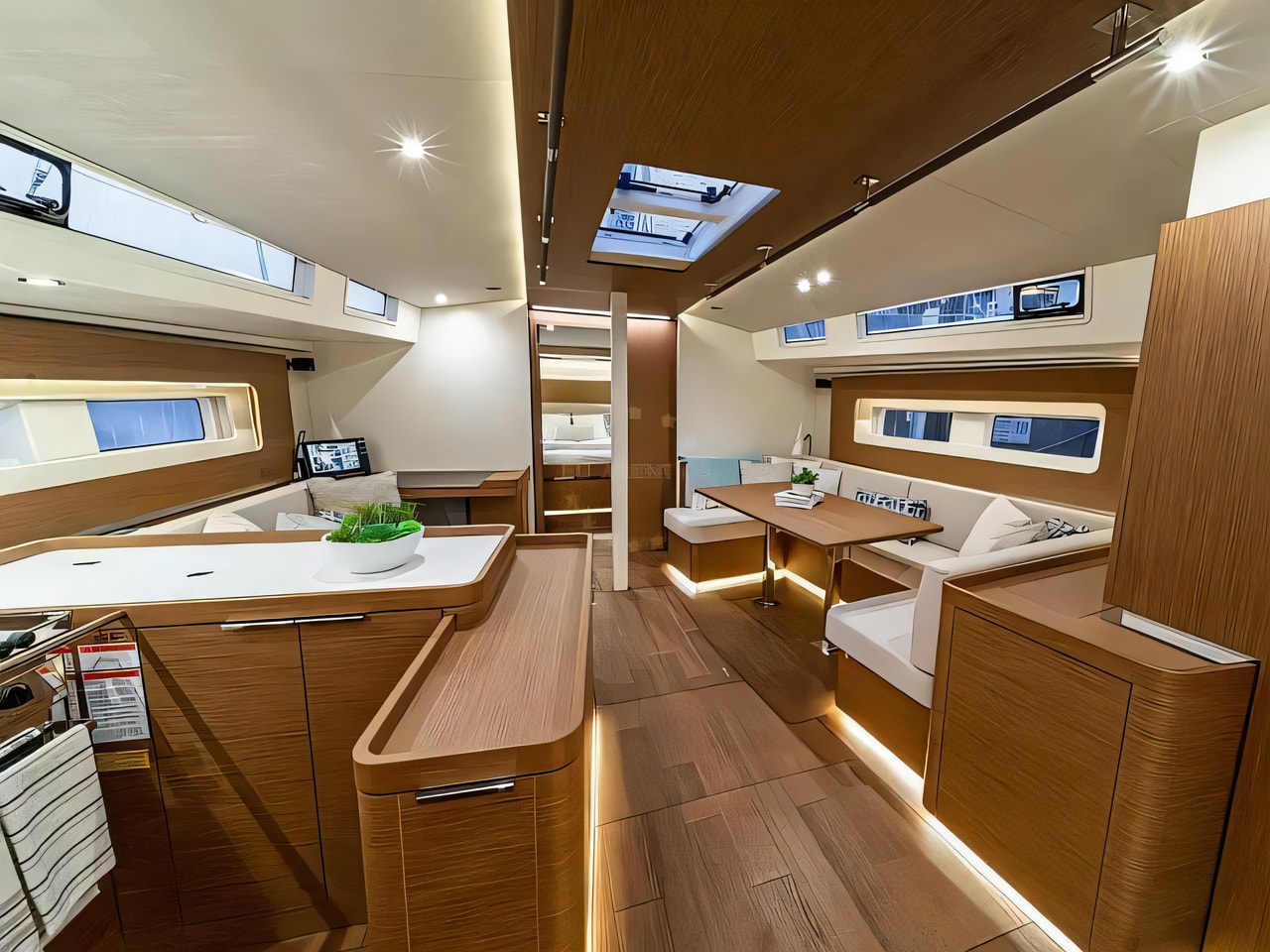 Layout of Beneteau 54 sail boat with 3 cabins Croatia yacht charter