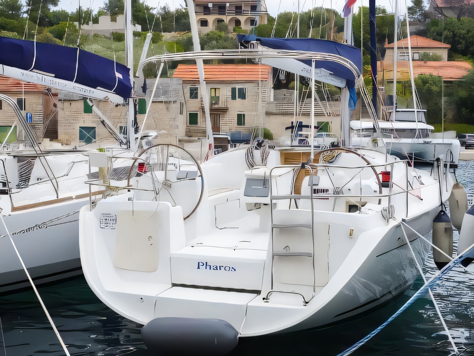 Exterior overview of Beneteau Cyclades 39.3 sail boat for charter from Solta Rogac in the Split sailing area Croatia
