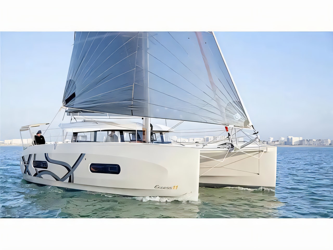 Exterior overview of Excess 11 catamaran for charter from Pula Tehnomont Marina Veruda in the Istria / Kvarner sailing area Croatia