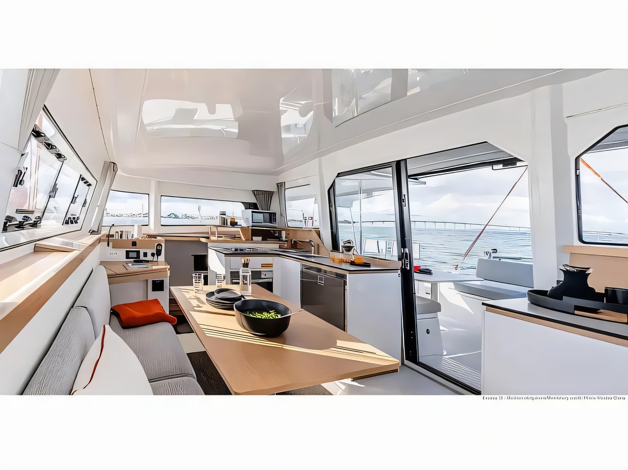 Layout of Excess 11 catamaran with 6 cabins Croatia yacht charter