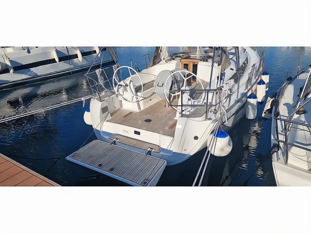 Exterior overview of Bavaria Cruiser 37 sail boat for charter from Pula Tehnomont Marina Veruda in the Istria / Kvarner sailing area Croatia