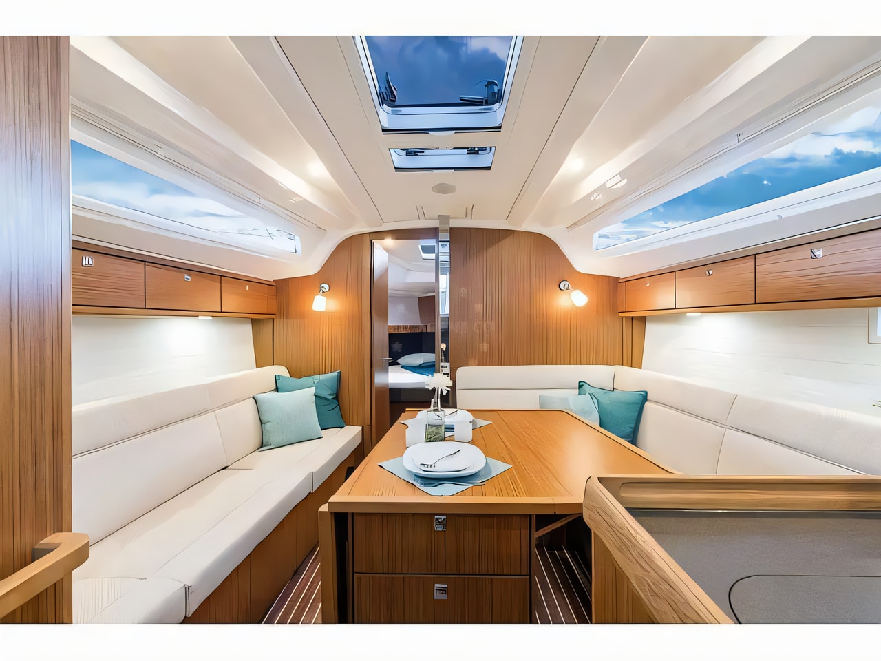 Layout of Bavaria Cruiser 37 sail boat with 2 cabins Croatia yacht charter