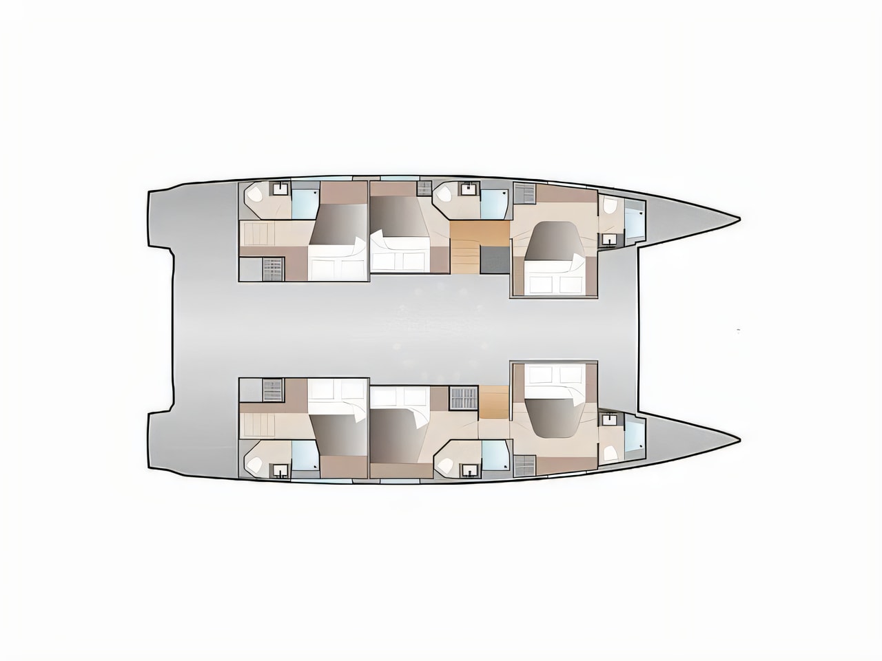 Interior of Aura 51 catamaran with 6 cabins Croatia yacht charter
