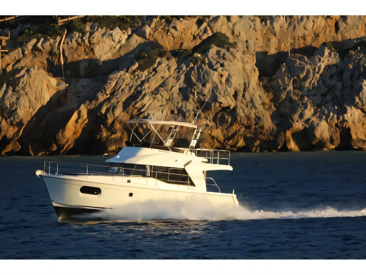 Exterior overview of Swift Trawler 35 motor boat for charter from Pula Tehnomont Marina Veruda in the Istria / Kvarner sailing area Croatia