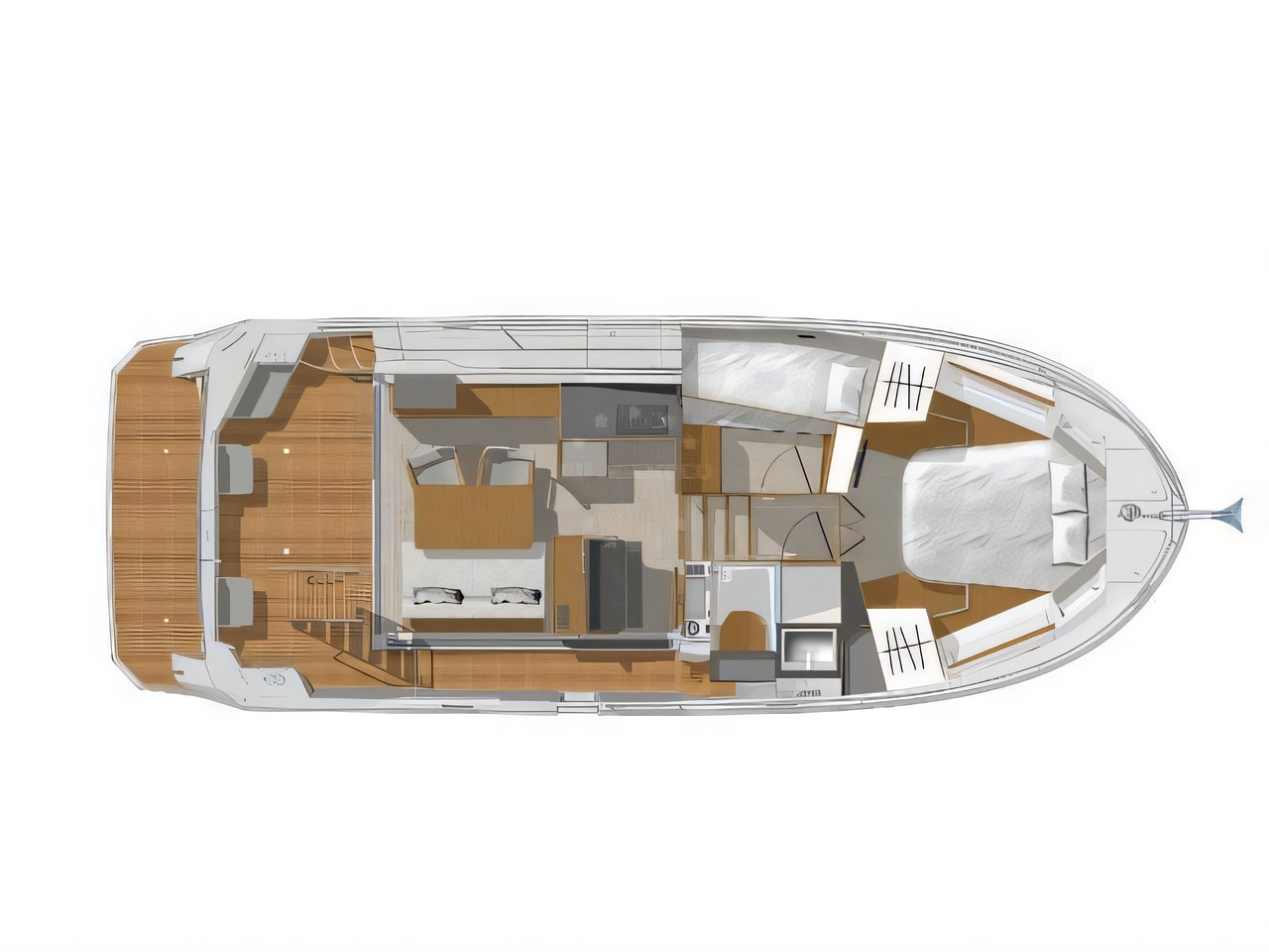 Interior of Swift Trawler 35 motor boat with 2 cabins Croatia yacht charter