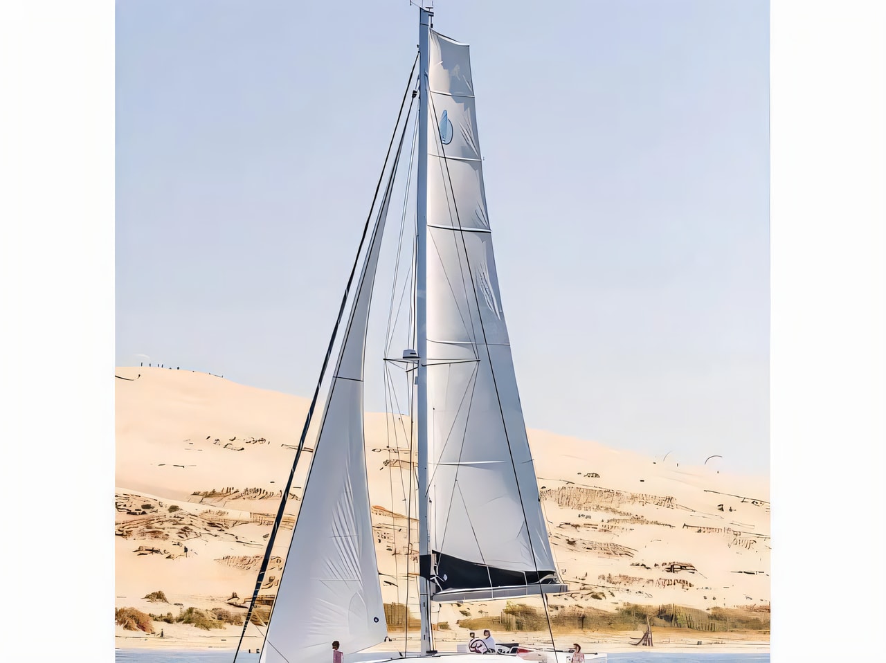 Exterior overview of Lagoon 46 catamaran for charter from Seget Donji Marina Baotic in the Split sailing area Croatia