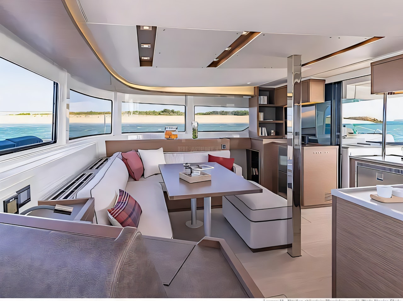 Layout of Lagoon 46 catamaran with 4 cabins Croatia yacht charter