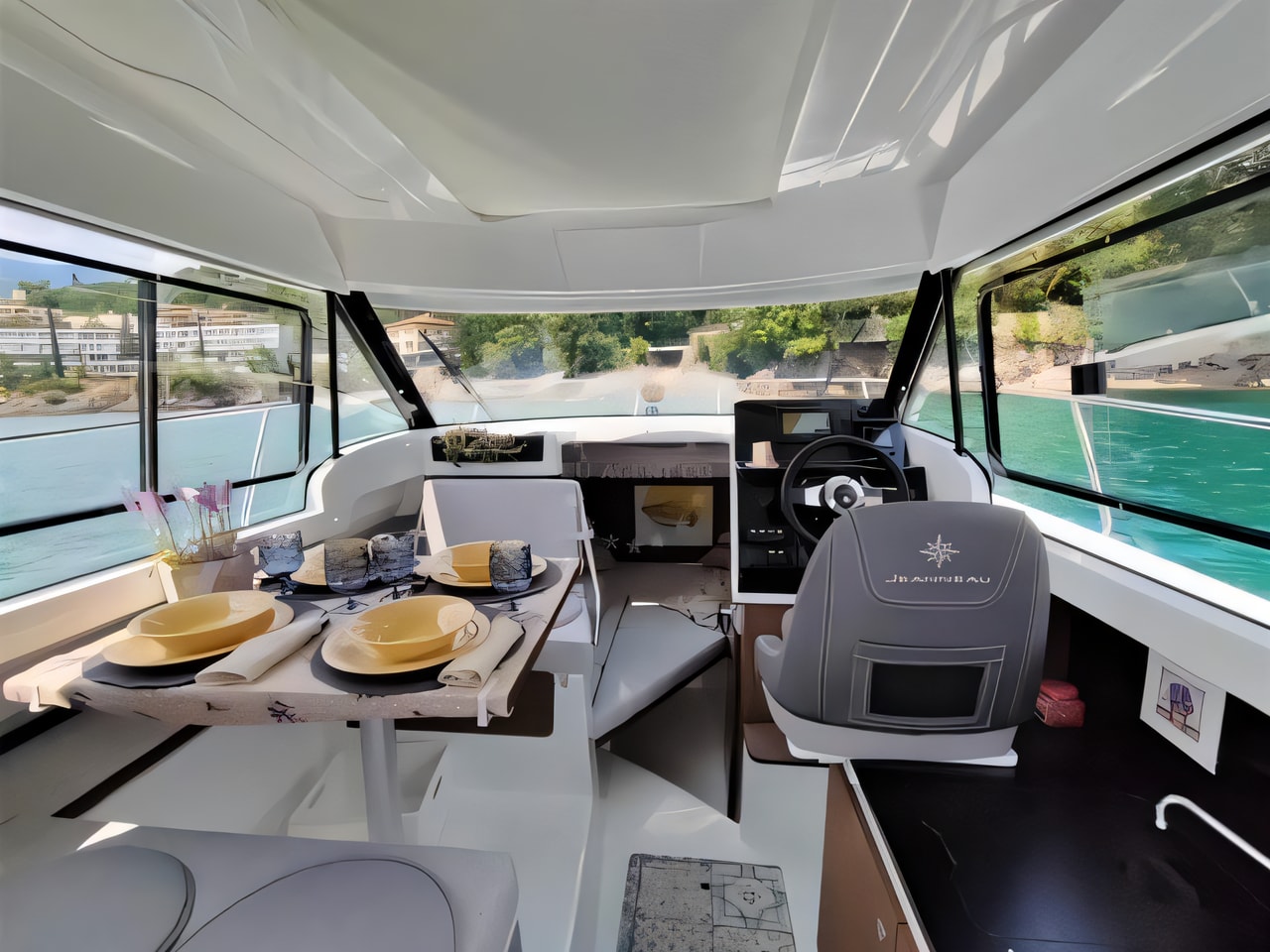 Layout of Merry Fisher 695 motor boat with 1 cabins Croatia yacht charter