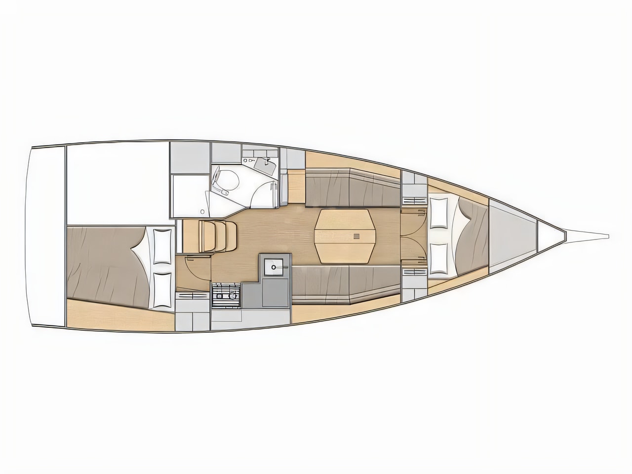 Interior of Oceanis 34.1 sail boat with 2 cabins Croatia yacht charter