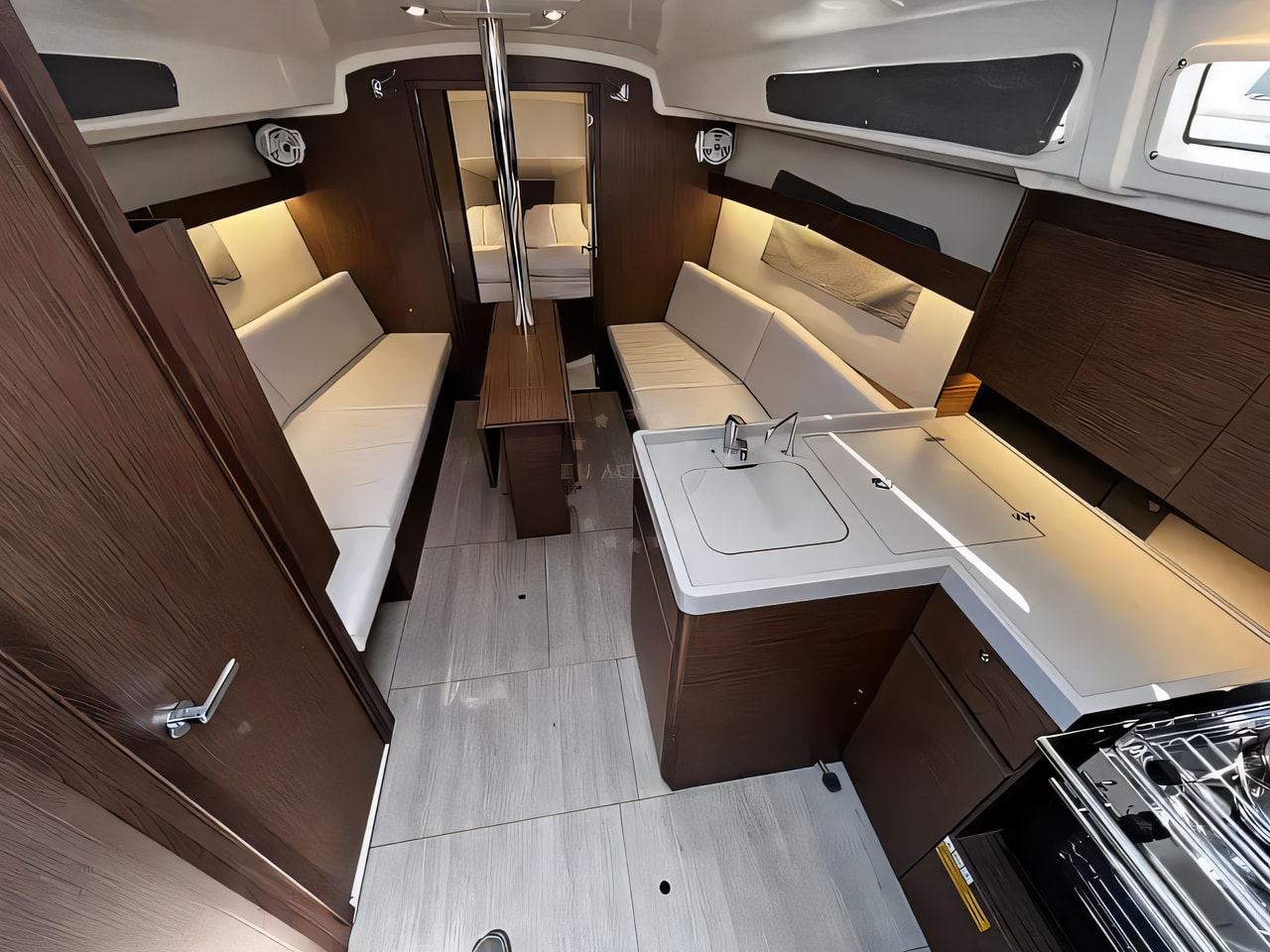 Layout of Oceanis 34.1 sail boat with 2 cabins Croatia yacht charter