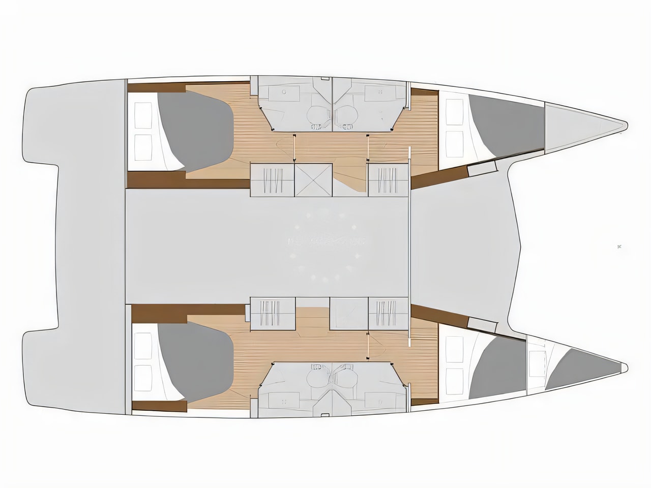 Interior of Isla 40 catamaran with 5 cabins Croatia yacht charter
