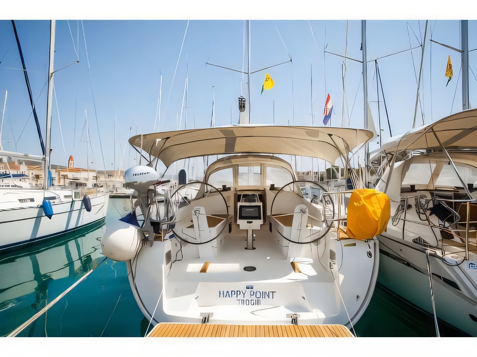 Exterior overview of Bavaria Cruiser 37 sail boat for charter from Dubrovnik ACI Marina in the Dubrovnik sailing area Croatia