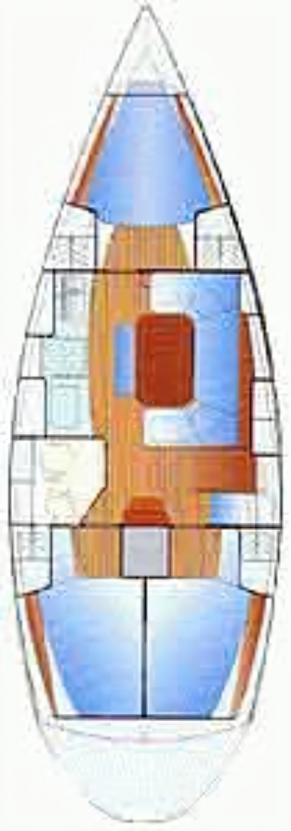 Layout of Bavaria Cruiser 37 sail boat with 3 cabins Croatia yacht charter