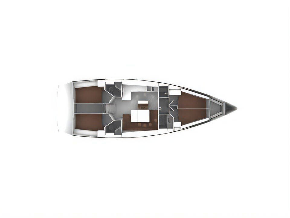 Layout of Bavaria 46 CN sail boat with 4 cabins Croatia yacht charter