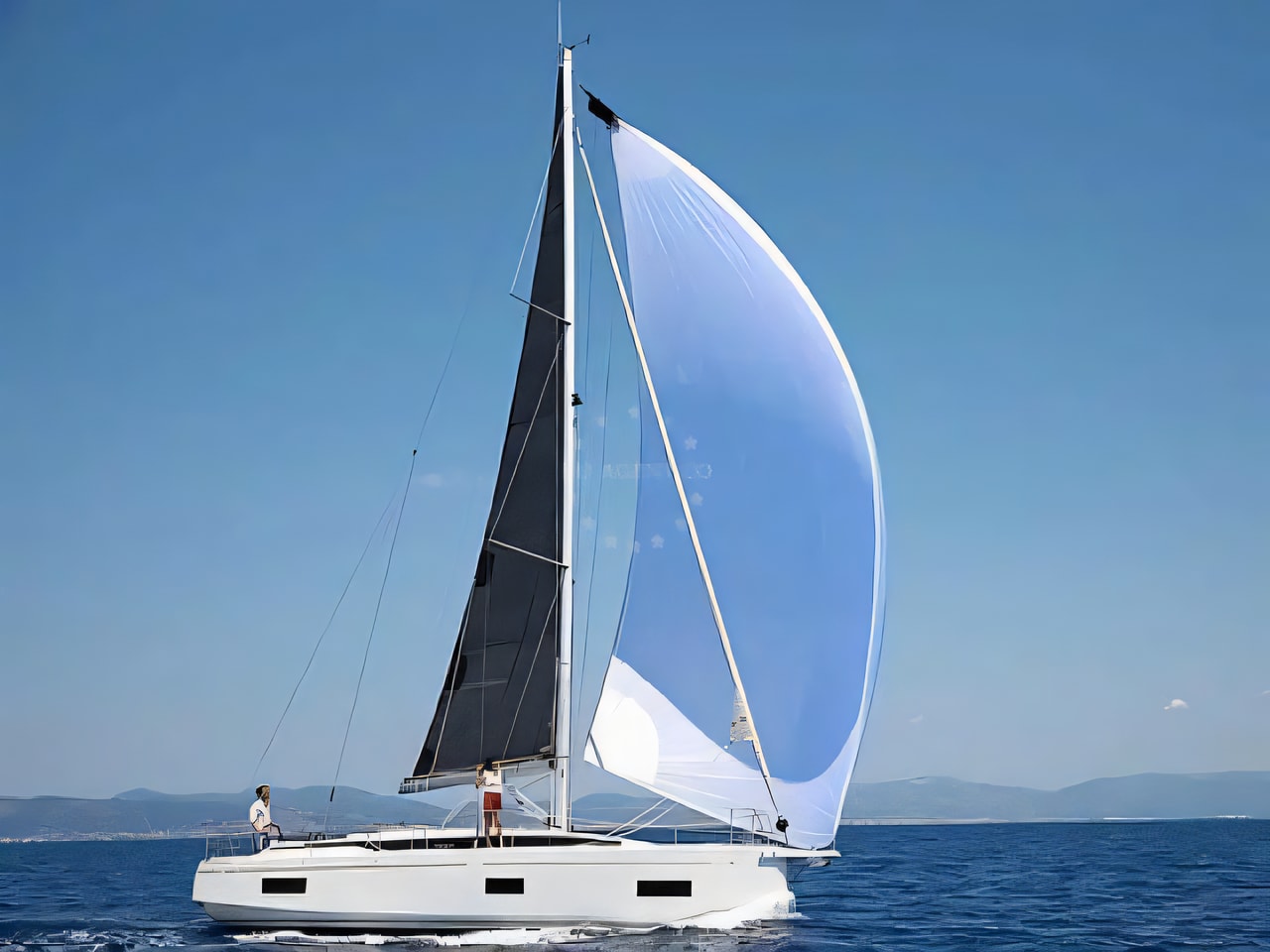 Exterior overview of Bavaria C38 sail boat for charter from Primosten Marina Kremik in the Sibenik sailing area Croatia