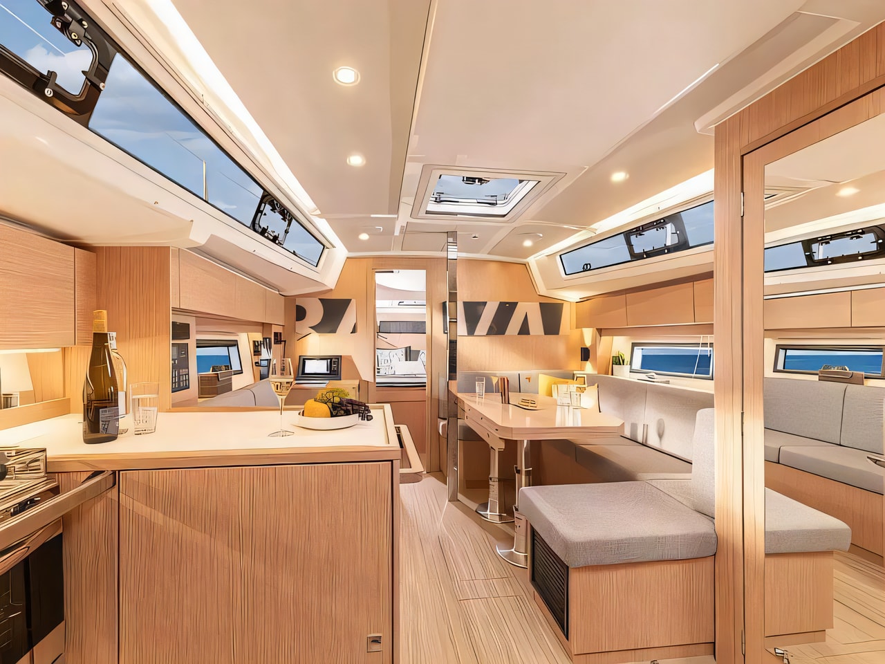 Layout of Bavaria C38 sail boat with 3 cabins Croatia yacht charter