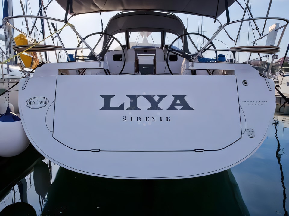 Exterior overview of Elan 45 Impression sail boat for charter from Sibenik Marina Mandalina in the Sibenik sailing area Croatia