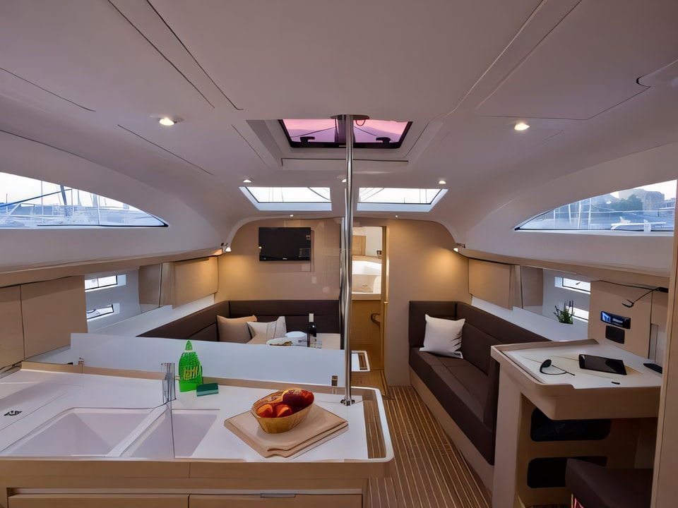 Interior of Elan 45 Impression sail boat with 4 cabins Croatia yacht charter