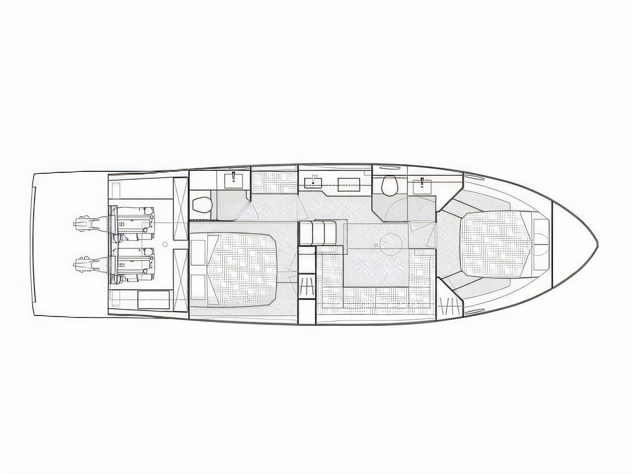 Interior of Rio Parana 38 motor boat with 2 cabins Croatia yacht charter