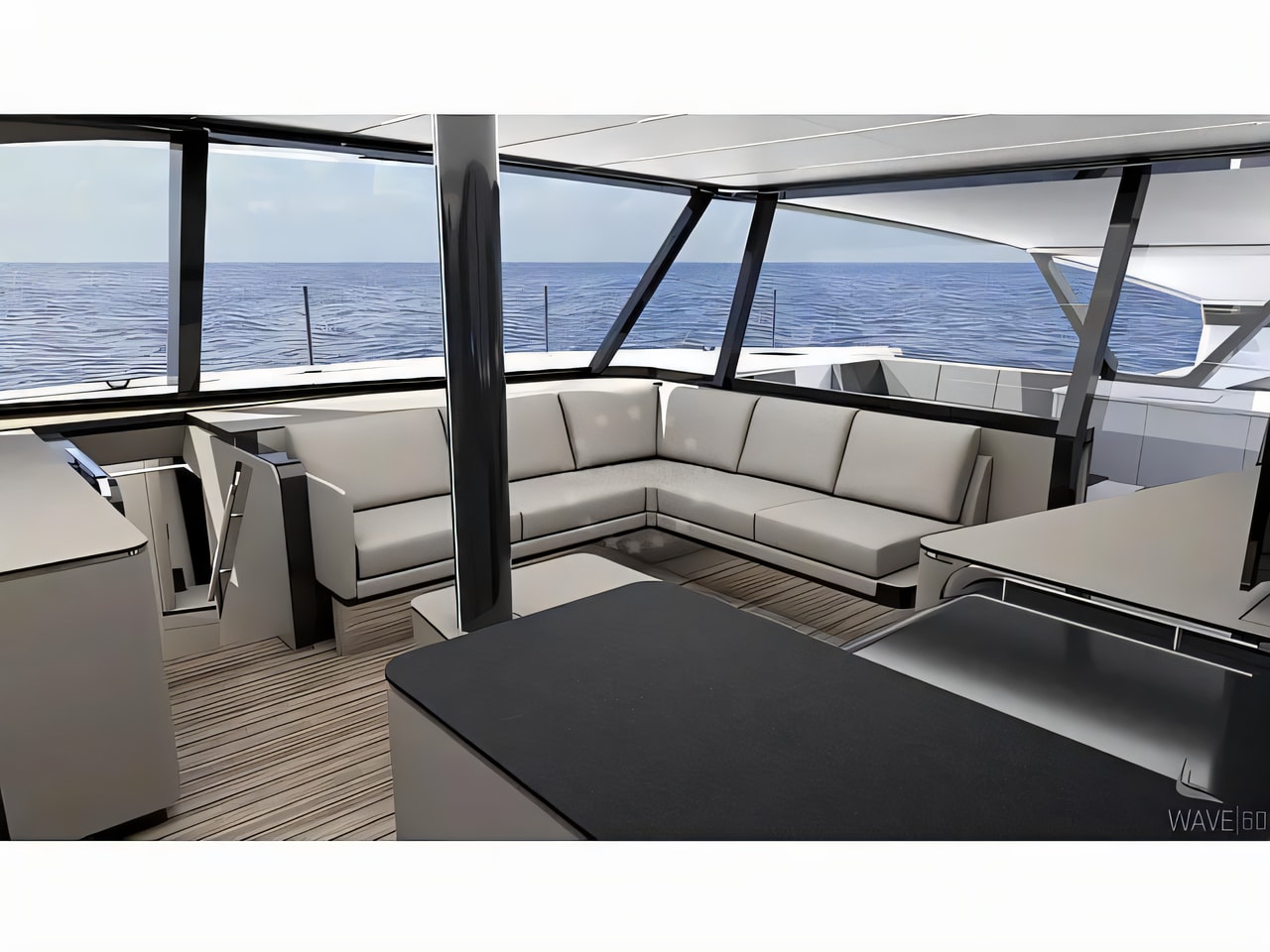 Layout of Wave 60 catamaran with 4 cabins Croatia yacht charter