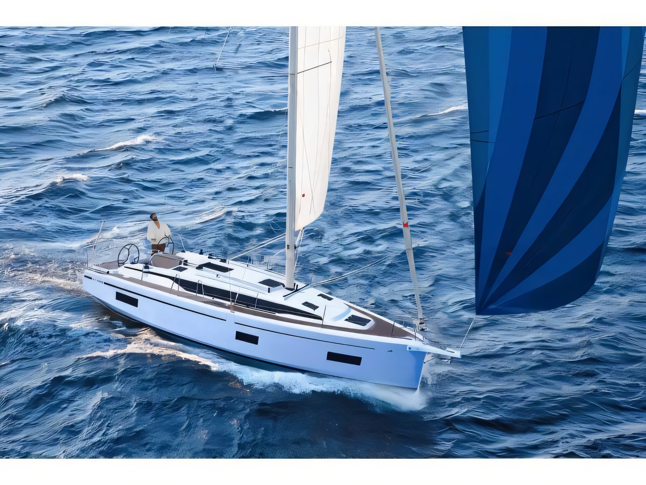 Exterior overview of Bavaria C38 sail boat for charter from Biograd Kornati in the Zadar sailing area Croatia