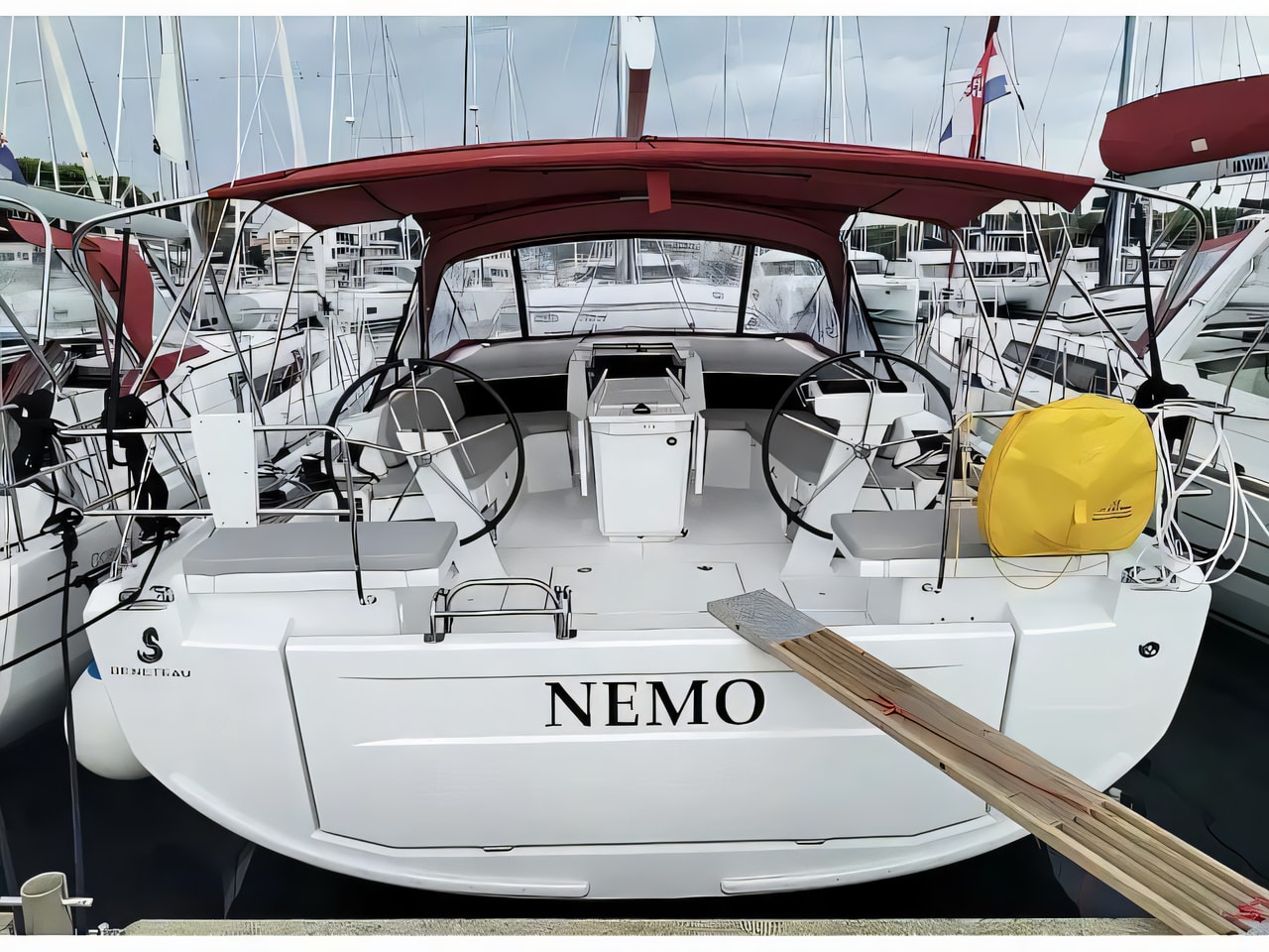 Exterior overview of Oceanis 46.1 - 4 cab sail boat for charter from Pomer ACI Marina in the Istria / Kvarner sailing area Croatia