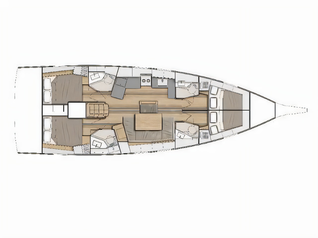 Interior of Oceanis 46.1 - 4 cab sail boat with 4 cabins Croatia yacht charter