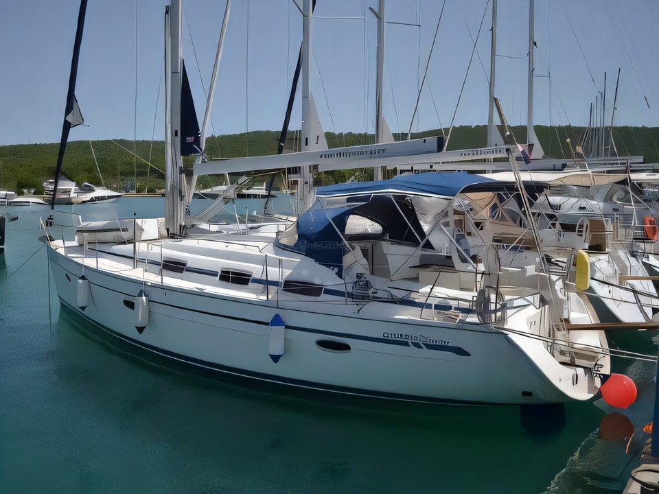 Exterior overview of Bavaria 39 Cruiser sail boat for charter from Sukosan Marina Dalmacija in the Zadar sailing area Croatia