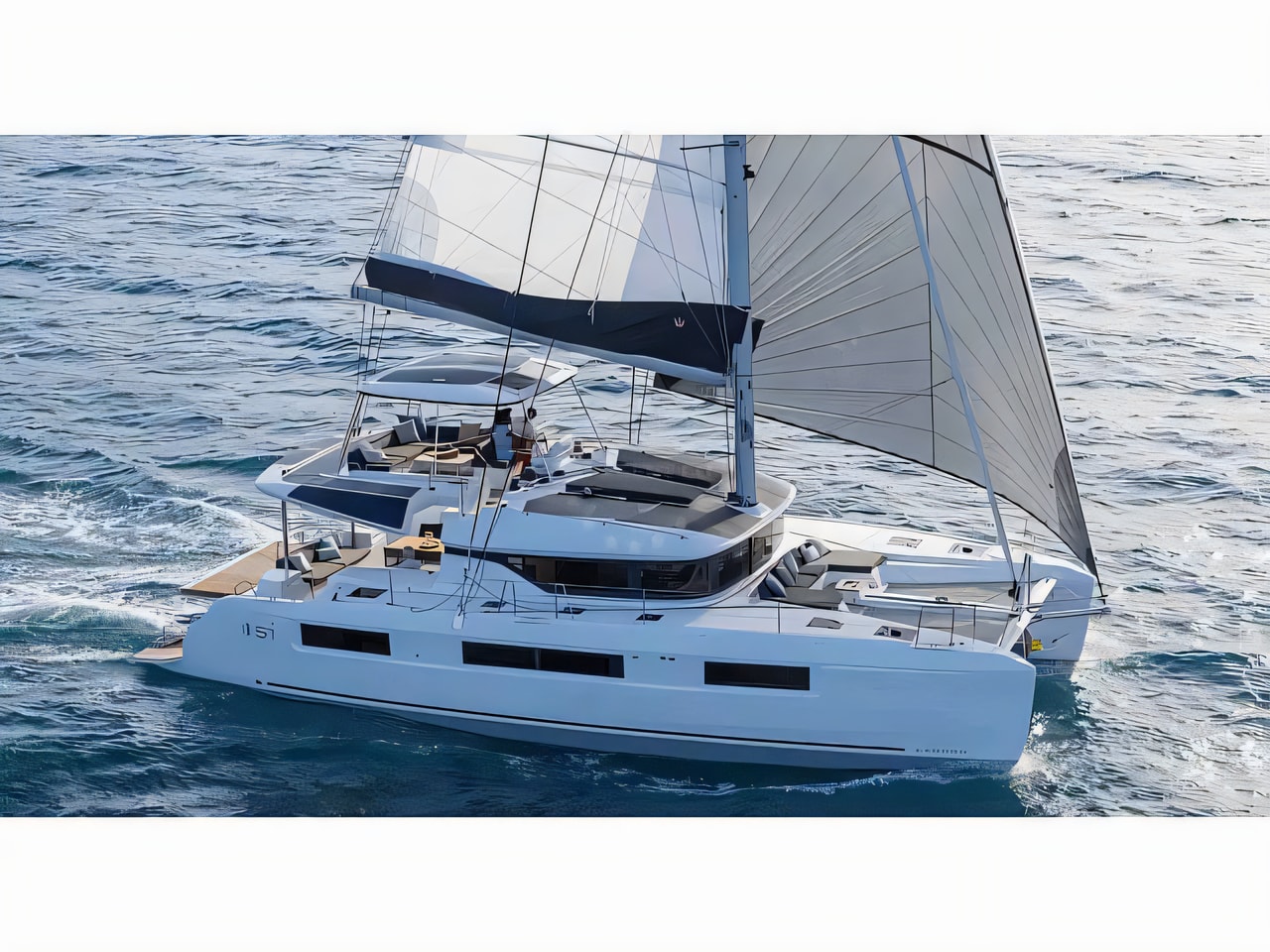 Exterior overview of Lagoon 51 catamaran for charter from Kastela Gomilica Marina in the Split sailing area Croatia