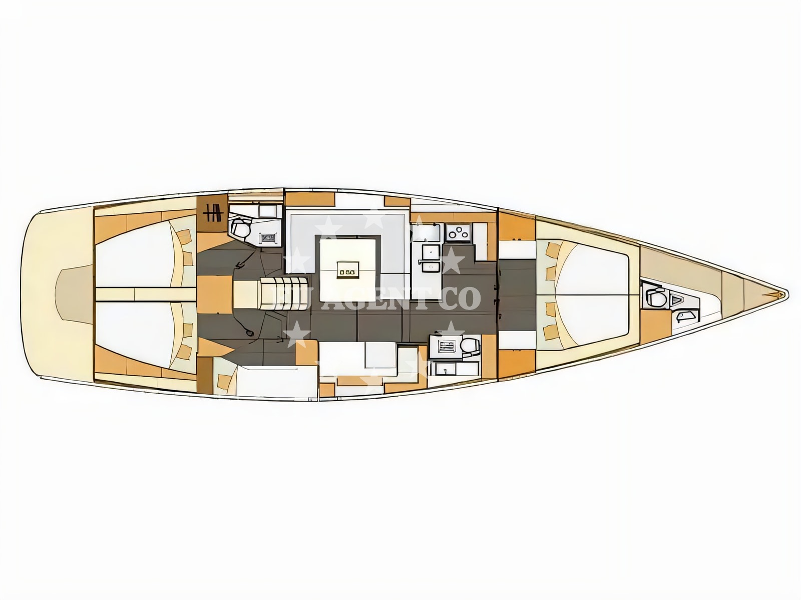 Interior of Elan Impression 50 sail boat with 6 cabins Croatia yacht charter