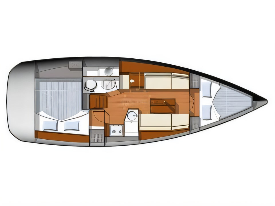 Sun Odyssey 33i yacht layout 2 cabins Croatia charter