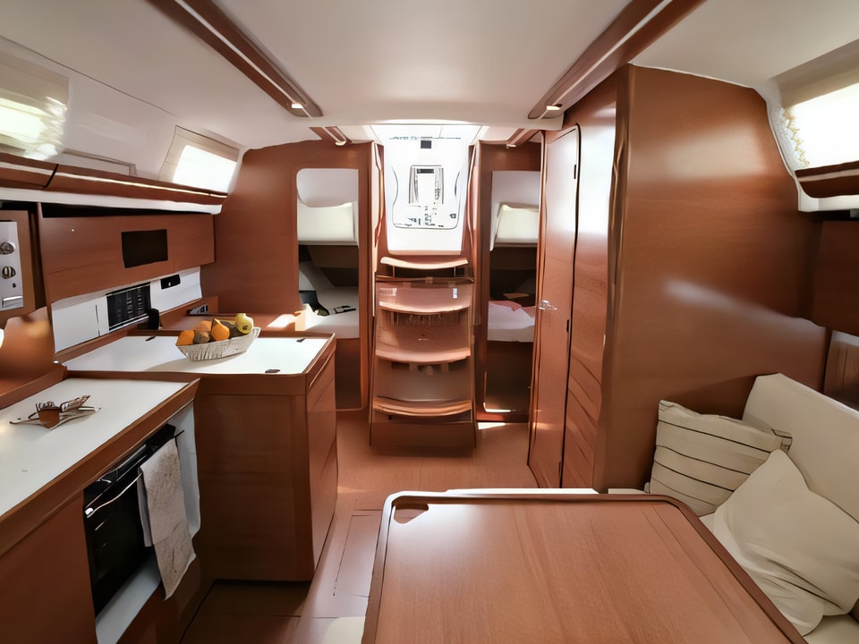 Interior of Dufour 375 GL sail boat with 3 cabins Croatia yacht charter