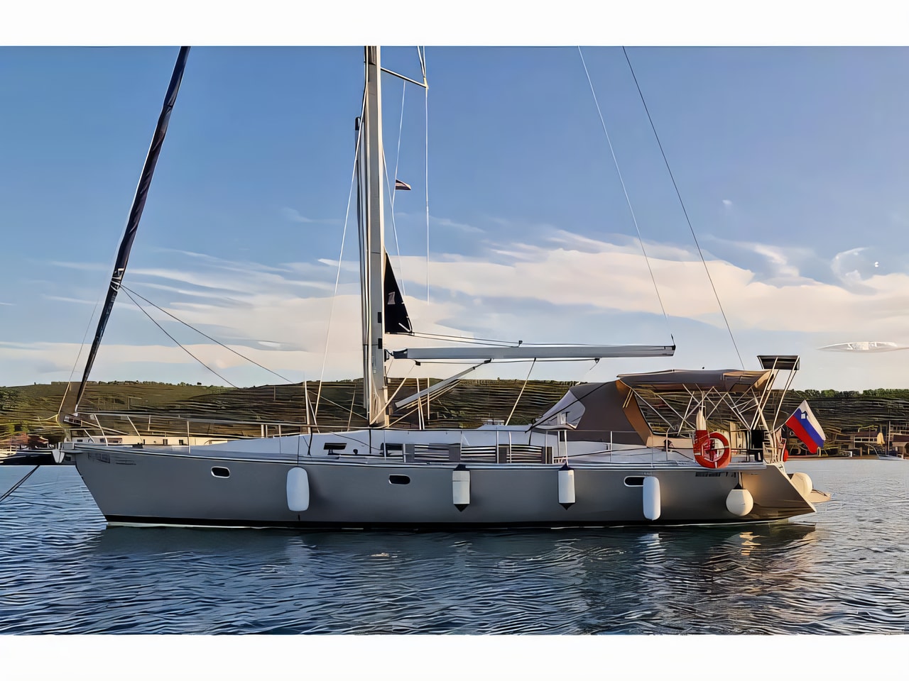 Exterior overview of Elan 45 / 2 cabin + Skipper cabin sail boat for charter from Sukosan Marina Dalmacija in the Kornati sailing area Croatia