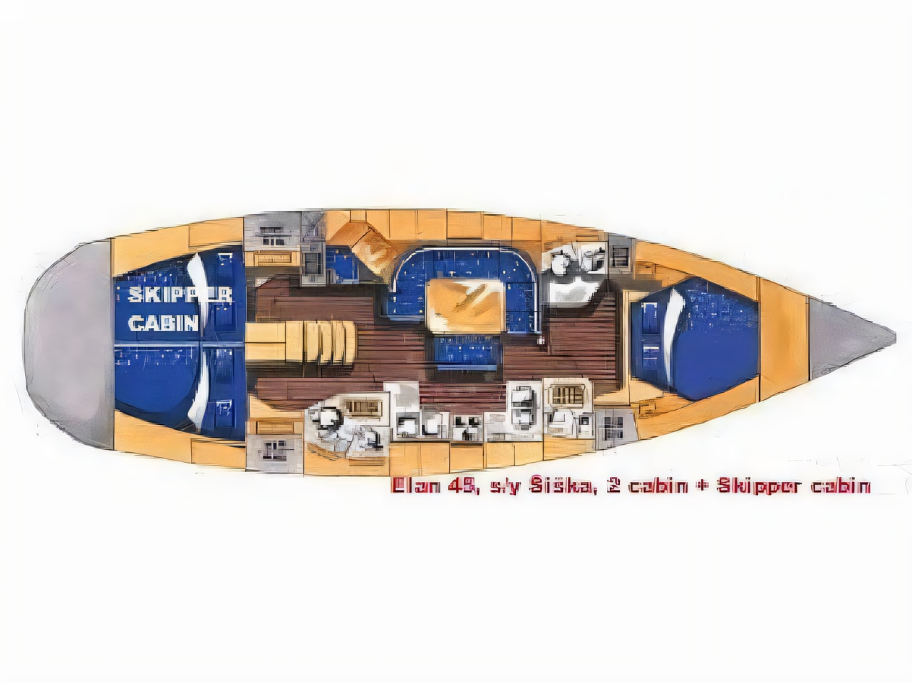 Interior of Elan 45 / 2 cabin + Skipper cabin sail boat with 2 cabins Croatia yacht charter