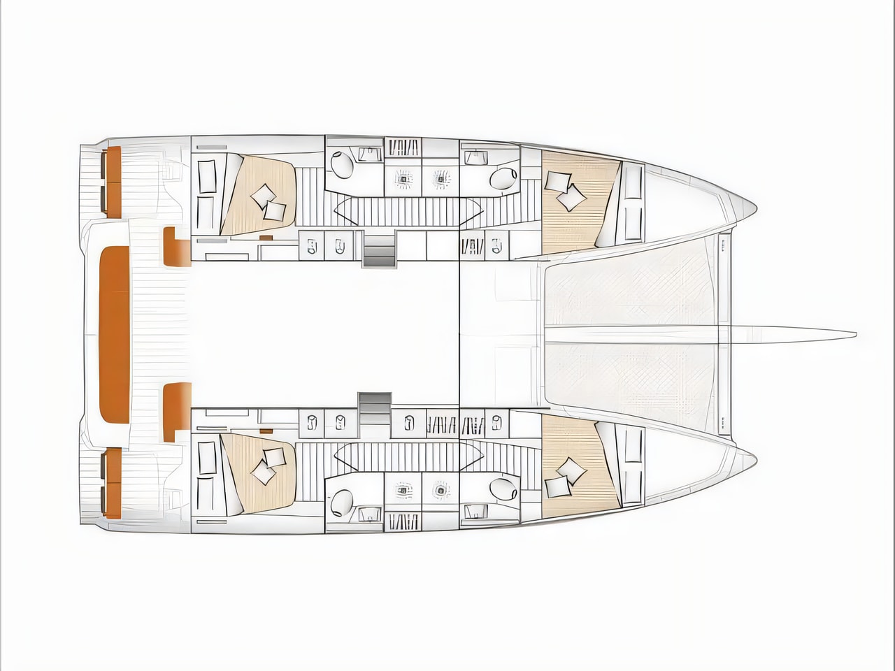Interior of Excess 14 A / C & GEN & WM catamaran with 6 cabins Croatia yacht charter