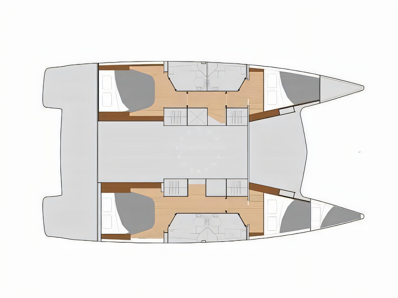 Interior of Isla 40 catamaran with 5 cabins Croatia yacht charter