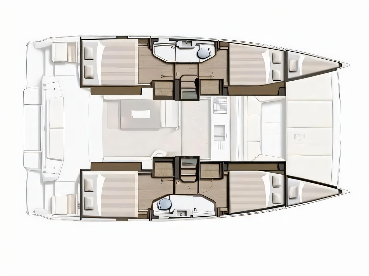 Interior of Bali Catsmart catamaran with 6 cabins Croatia yacht charter